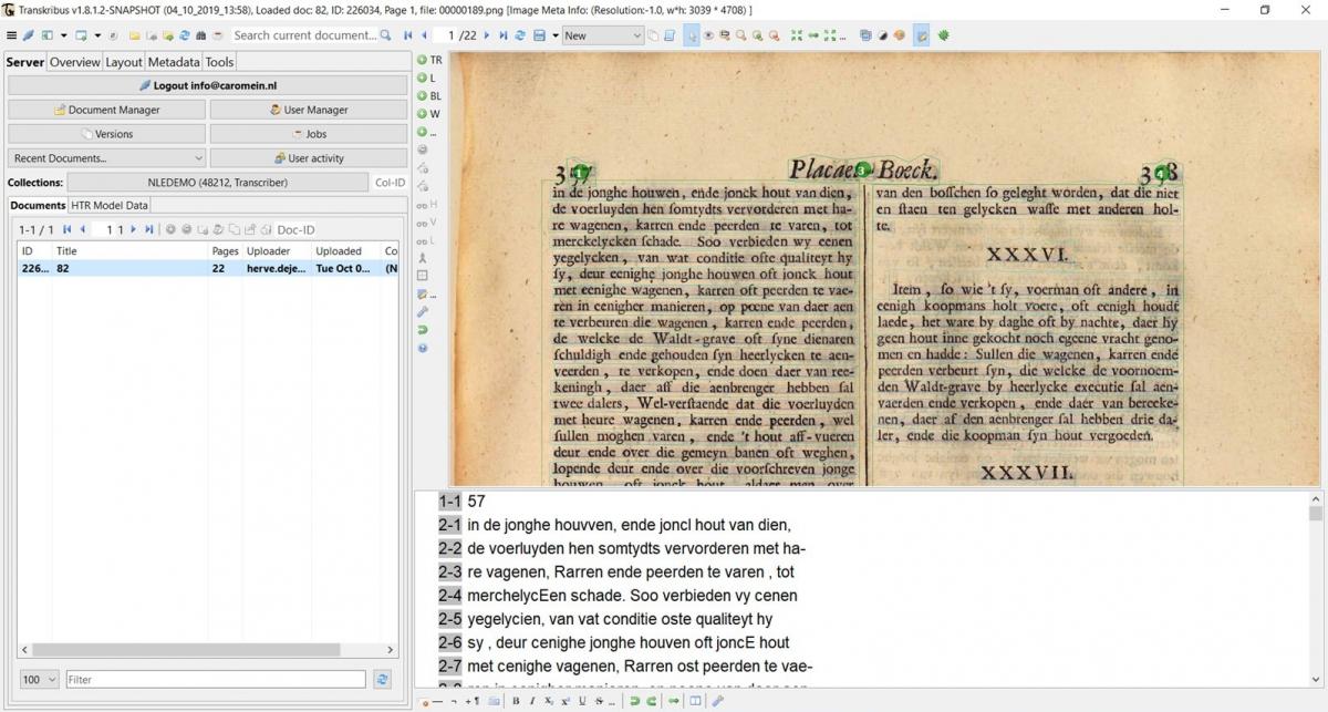 Screenshot of Transkribus