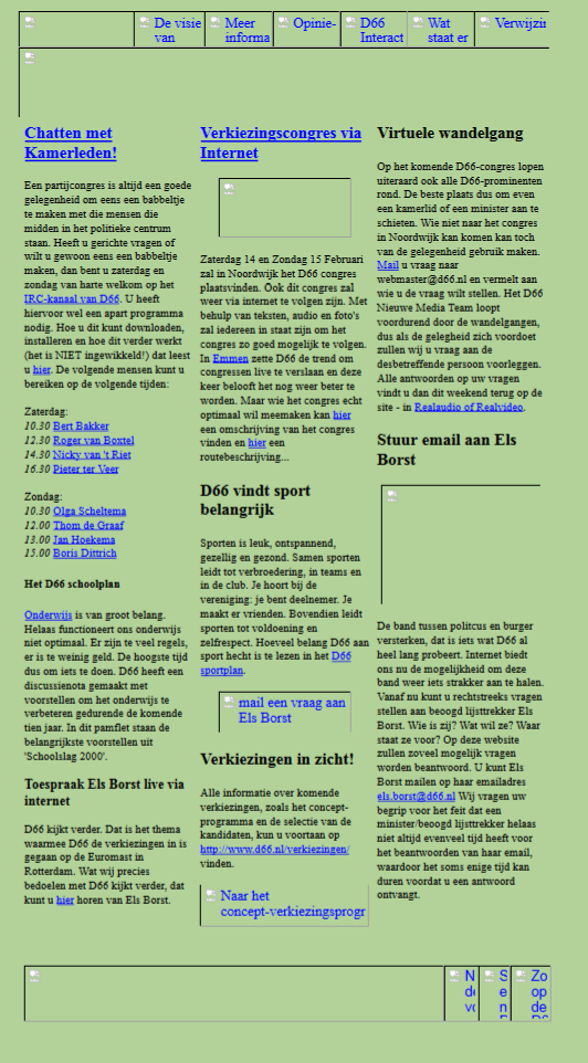 screenshot of old website