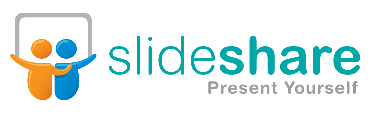 Slideshare with logo (white background, two figures holding a frame)